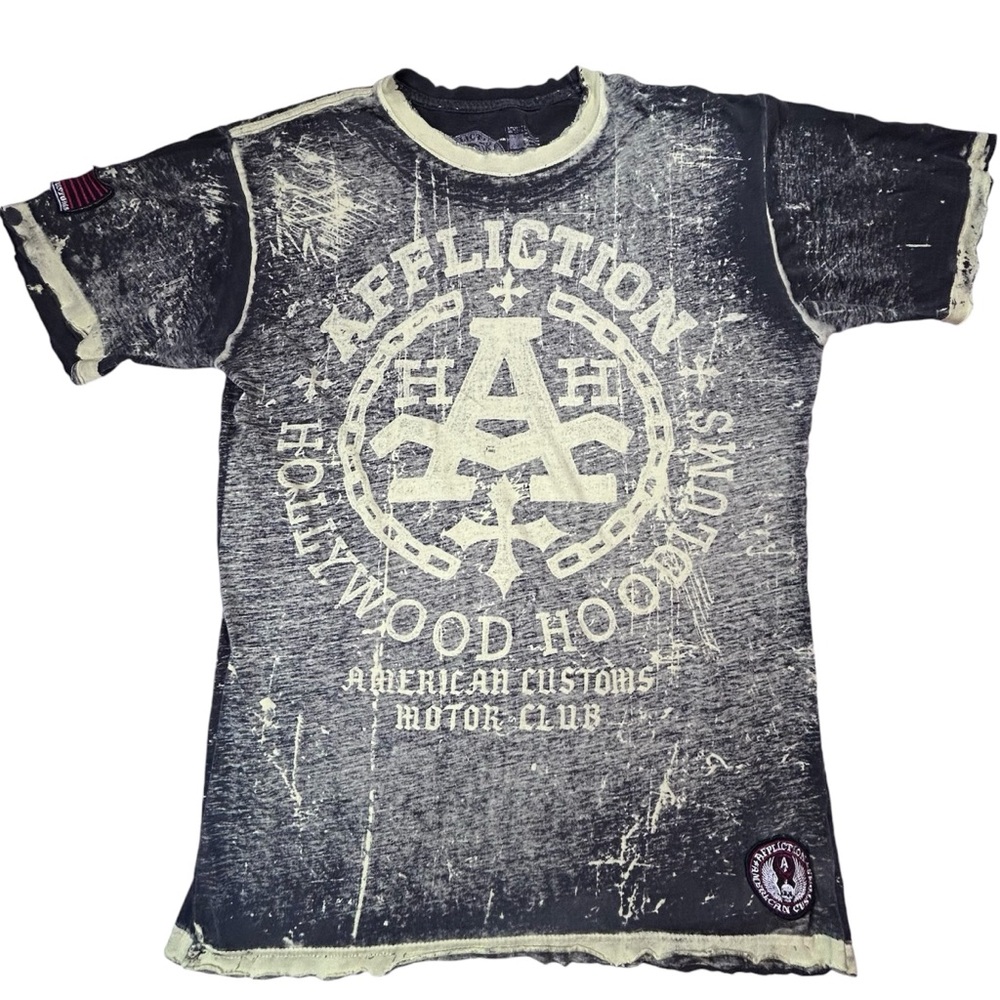 Affliction T-shirt Hollywood Hoodlum Distressed American Customs Size Medium
